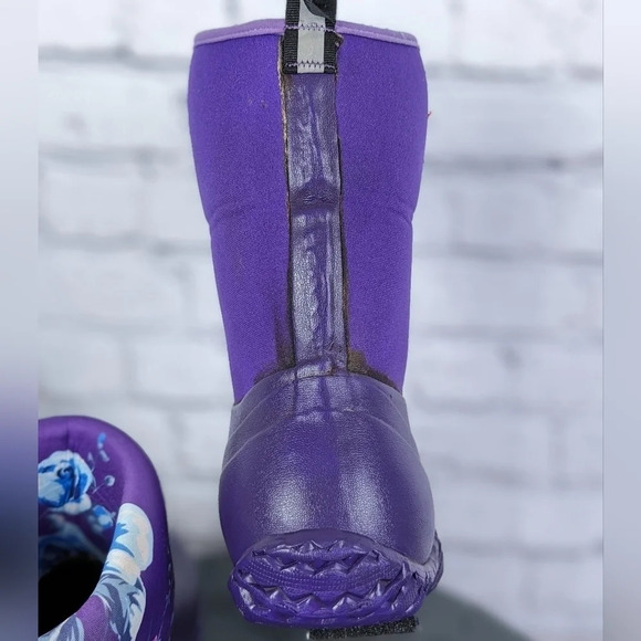 Wet weather rubber boots, rain, gardening, neoprene roll down purple floral 10 - Picture 4 of 15